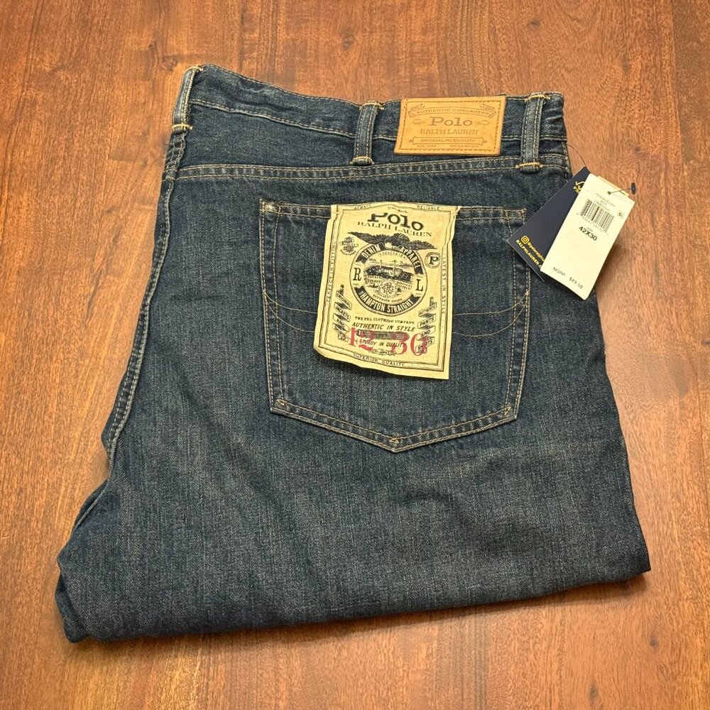 42x30 Dark Polo Ralph Lauren Hampton Straight Jean - Picture 3 of 3